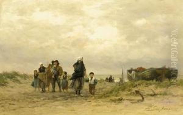 The Arrival Of The Fleet Oil Painting by Philippe Lodowyck Jacob Sadee