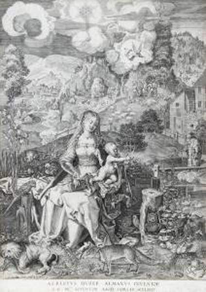 Madonna And Child In A Landscape With Animals Oil Painting by Aegidius Sadeler or Saedeler