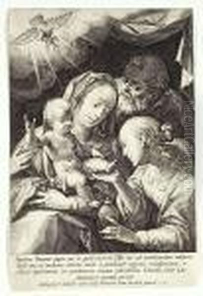 The Holy Family With Maria Magdalena Oil Painting by Johannes I Sadeler