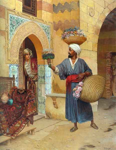 The Flower Seller Oil Painting by Rudolph Ernst