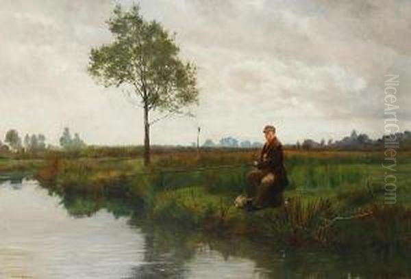 The Angler Oil Painting by Walter-Dendy Sadler