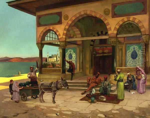 Outside the Selim Tabe, Constantinople Oil Painting by Rudolph Ernst