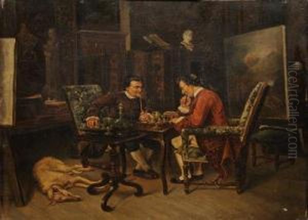 The Game Of Chess. Oil Painting by Walter-Dendy Sadler