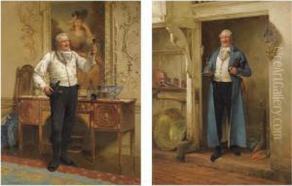 His Favourite Bin; The Butler's Glass Oil Painting by Walter-Dendy Sadler