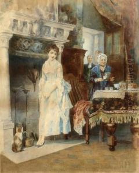 At The Hearth Oil Painting by Walter-Dendy Sadler