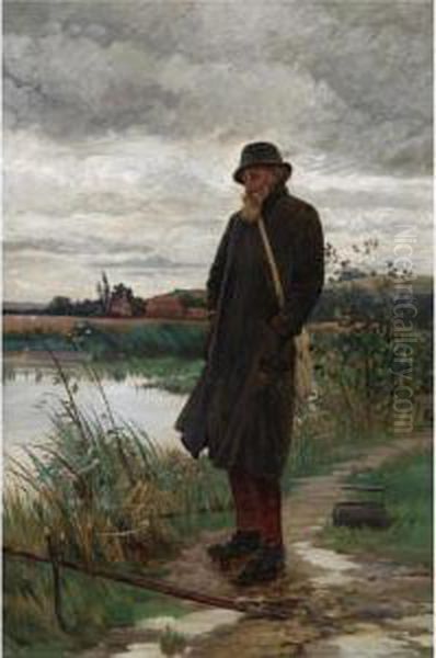 The Angler Oil Painting by Walter-Dendy Sadler