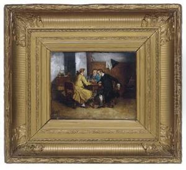 A Discussion Over A Glass Of Wine And A Good Pipe Oil Painting by Walter-Dendy Sadler