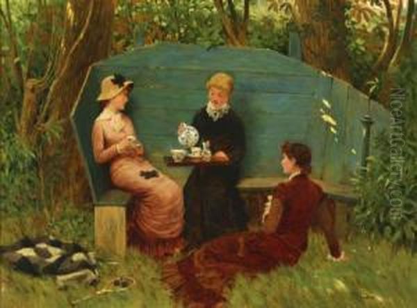 Five O'clock Tea Oil Painting by Walter-Dendy Sadler