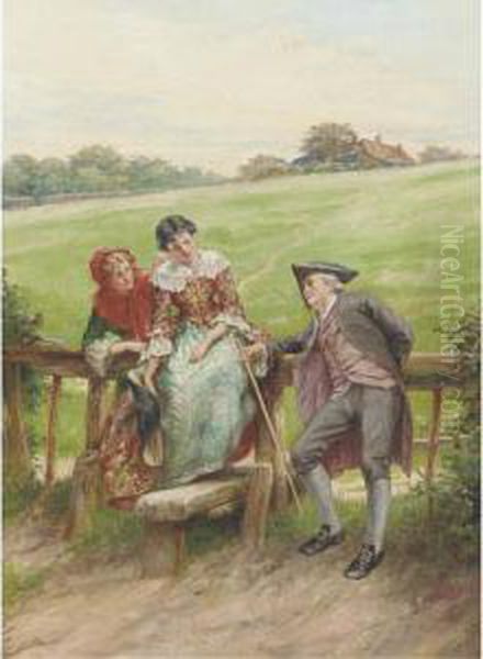 At The Stile Oil Painting by Walter-Dendy Sadler