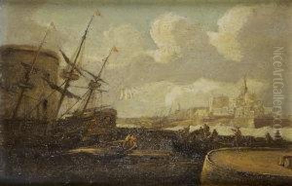 Harbour Scene Oil Painting by William II Sadler