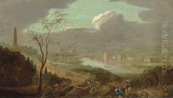 View Of Dublin From Phoenix Park Oil Painting by William II Sadler