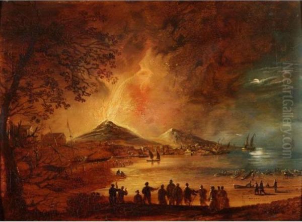 The Eruption Of Mount Vesuvius Oil Painting by William II Sadler