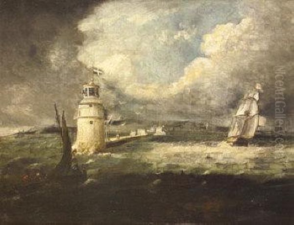 The Entrance To Dublin Port With Shipping Oil Painting by William II Sadler