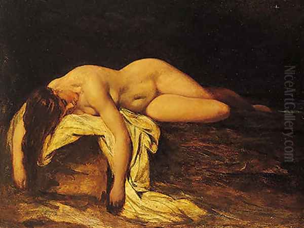 Nude Woman Asleep Oil Painting by William Etty