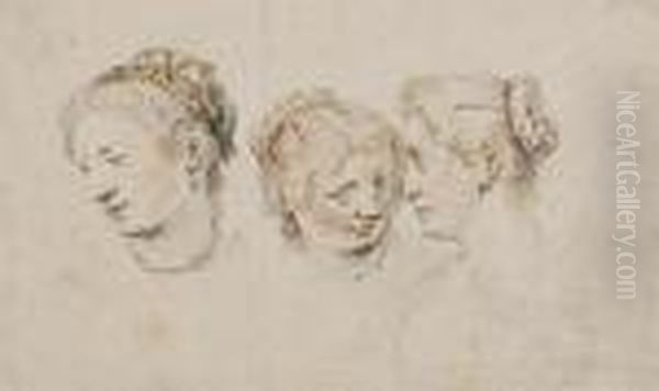 Etude De Trois Tetes De Femmes Oil Painting by Jan Pietersz. Saenredam