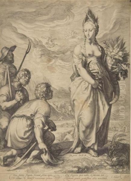 Ceres, Von Den Landleuten Verehrt. Oil Painting by Jan Pietersz. Saenredam