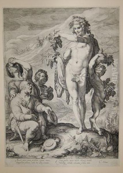 <homage Paid To Bacchus>, N.d. Tool Engravingafter Oil Painting by Jan Pietersz. Saenredam