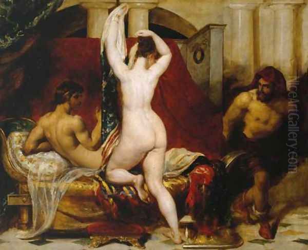 Candaules King Of Lydia Shews His Wife By Stealth To Gyges One Of His Ministers As She Goes To Bed Oil Painting by William Etty