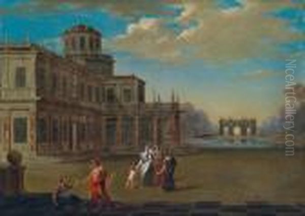 Palazzo Barocco In Un Ampio Parco Oil Painting by Jacobus Saeys