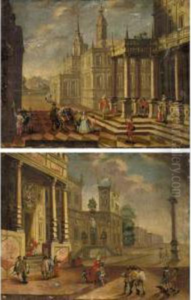 Architectural Capricci With The Story Of The Prodigal Son Oil Painting by Jacobus Saeys