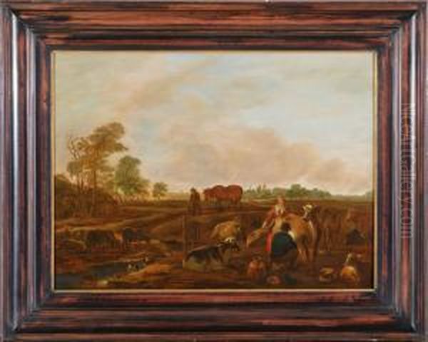 Paesaggio Animato Da Figure Ed Animali Oil Painting by Cornelis Saftleven