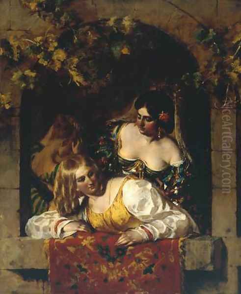 Window In Venice During A Fiesta Oil Painting by William Etty