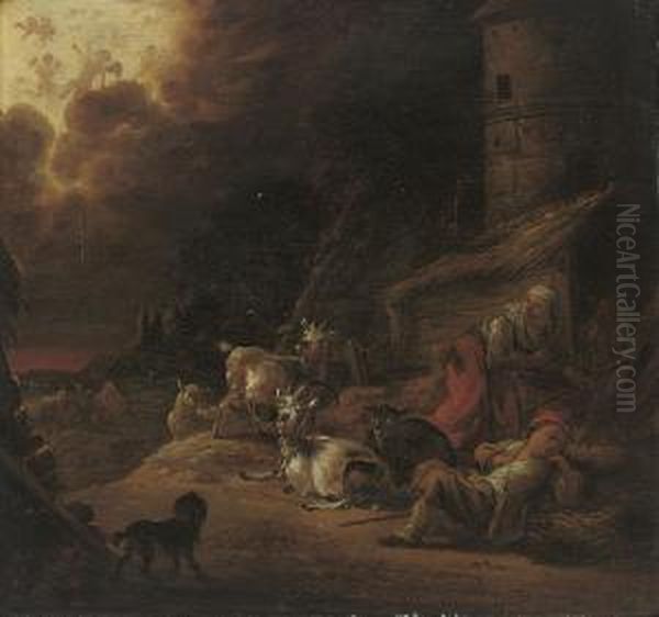 The Angels Appearing To The Shepherds Oil Painting by Cornelis Saftleven