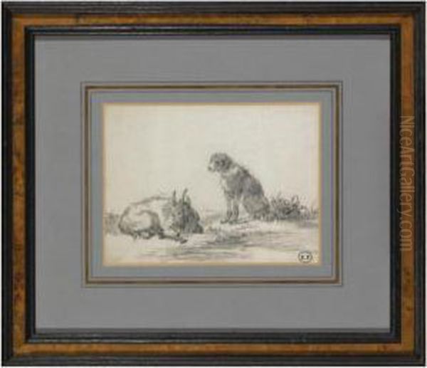 A Dog And A Goat Oil Painting by Cornelis Saftleven