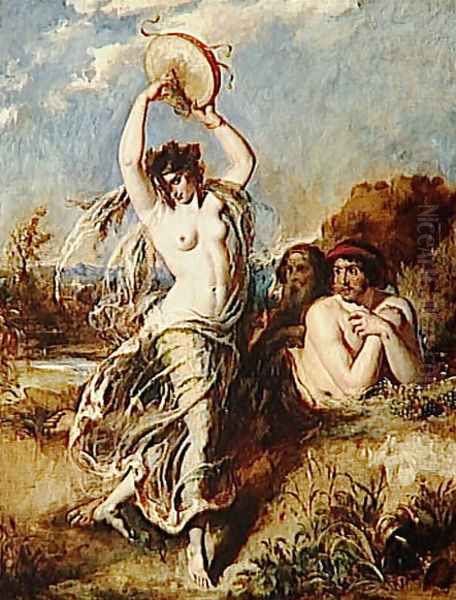 Bacchante Playing The Tambourine Oil Painting by William Etty