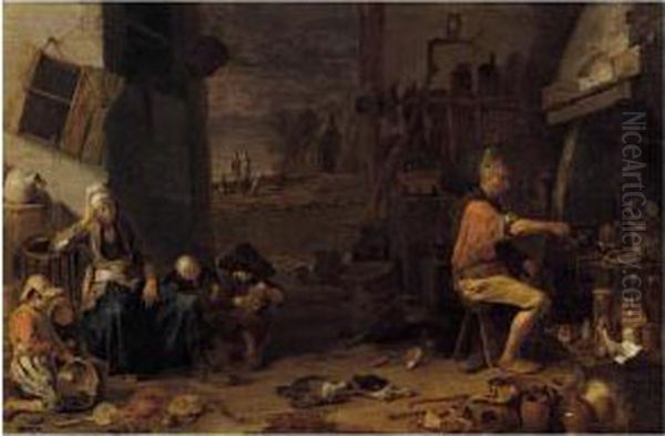 The Alchemist Oil Painting by Cornelis Saftleven