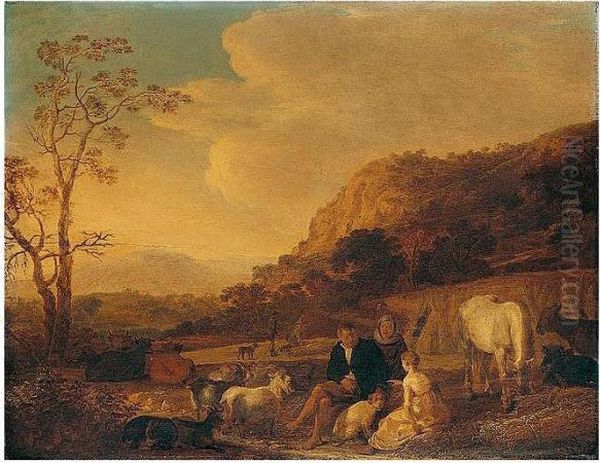 A Summer Landscape With Harvesters Resting Oil Painting by Cornelis Saftleven