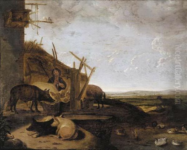 The Prodigal Son Among The Swines Oil Painting by Cornelis Saftleven