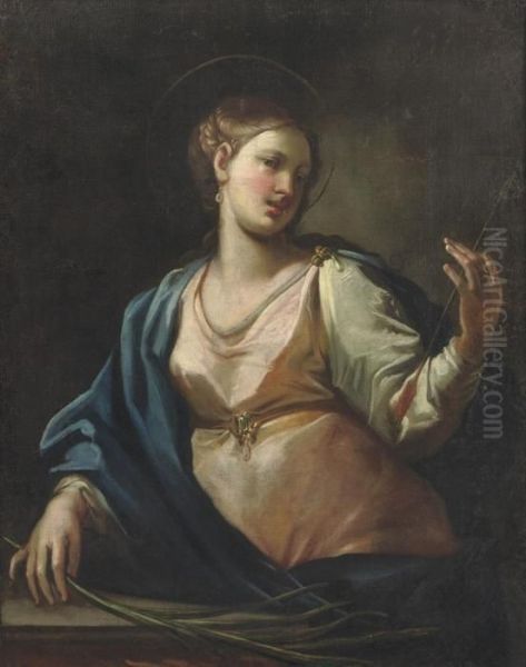 Saint Ursula With The Martyr's Palm Leaf Oil Painting by Giovanni Camillo Sagrestani