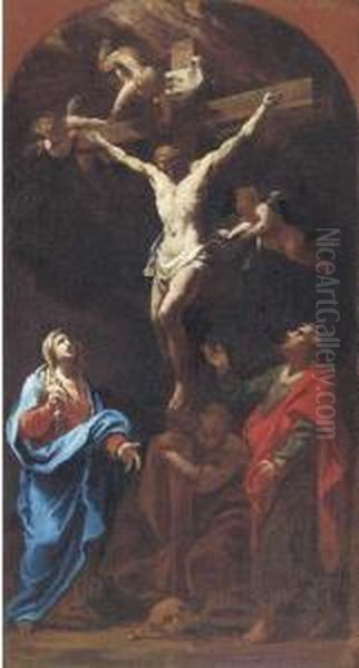 The Crucifixion; A Modello For An Altarpiece Oil Painting by Giovanni Camillo Sagrestani