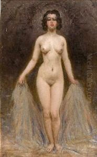  Nu Au Drape  Oil Painting by Edouard Alexandre Sain