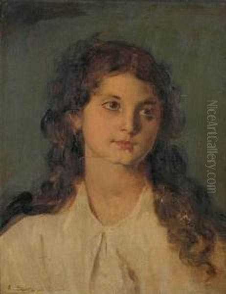 Portrait D'une Jeune Fille De Capri Oil Painting by Edouard Alexandre Sain