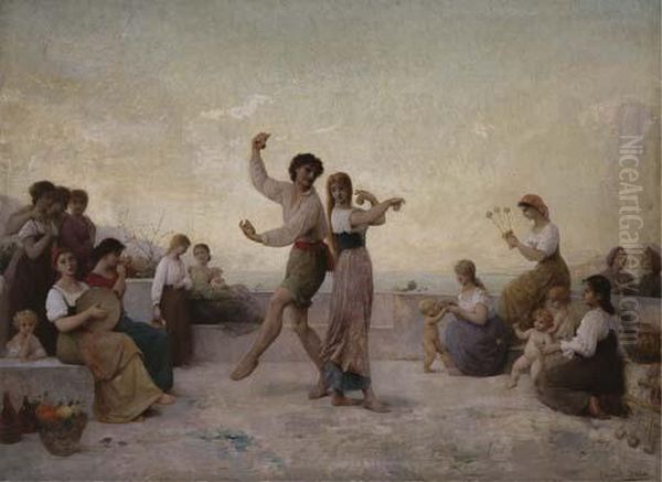 Dancing On The Terrace Oil Painting by Edouard Alexandre Sain