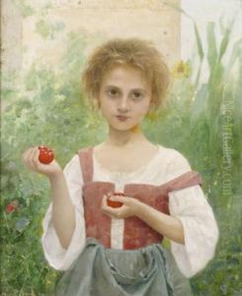 Italienisches Madchen Mit Tomaten. Oil Painting by Edouard Alexandre Sain