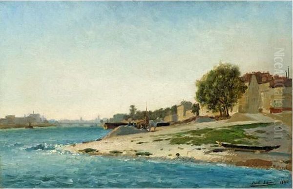 Le Rhone Dans Les Environs D'avignon. Oil Painting by Paul Jean Marie Sain