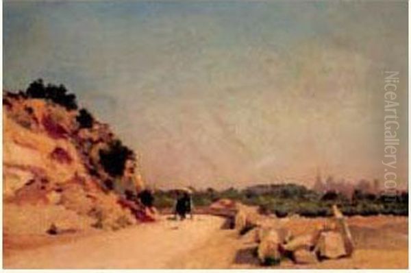  La Caleche, Petite Route De Campagne  Oil Painting by Paul Jean Marie Sain