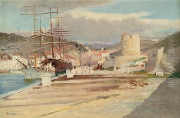 Frenchharbour Oil Painting by Paul Jean Marie Sain