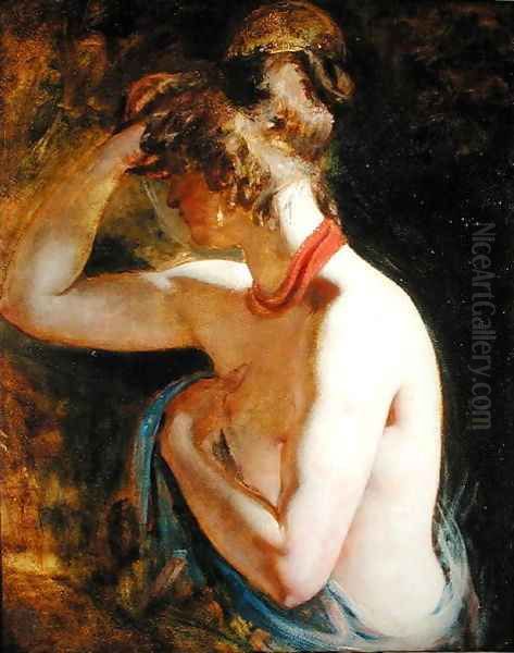 Half length nude right arm raised to head Oil Painting by William Etty