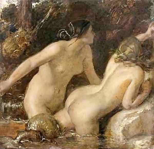 Nymphs with a Sea Monster Oil Painting by William Etty