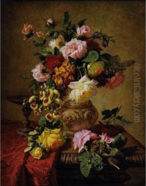 Still Life With Roses Oil Painting by Simon Saint-Jean