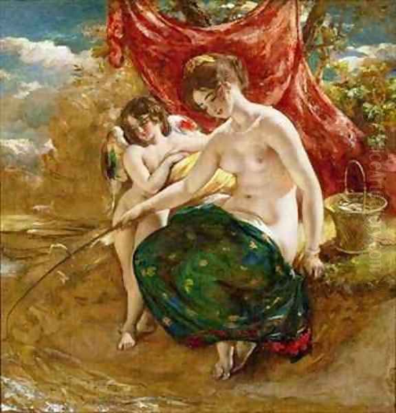 Loves Angling Oil Painting by William Etty