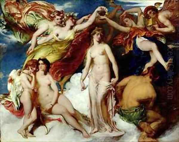 Pandora Crowned by the Seasons Oil Painting by William Etty