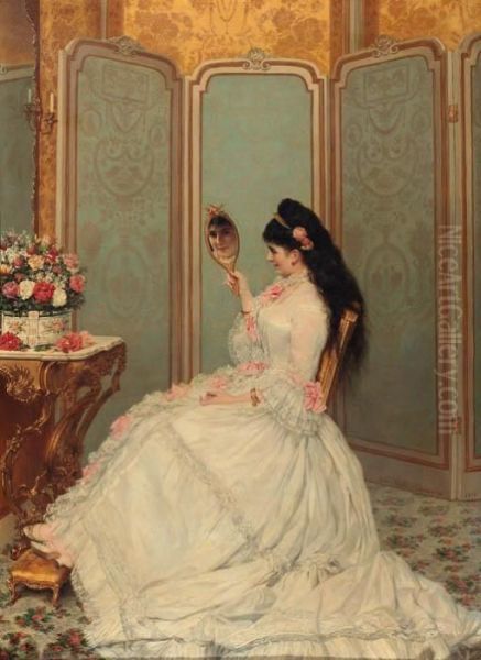 A Fair Glance Oil Painting by Jules Emile Saintin