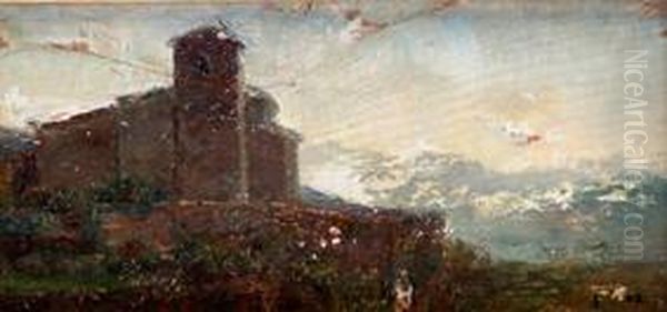 Castillo De Argueso Oil Painting by Casimiro Sainz Y Sainz