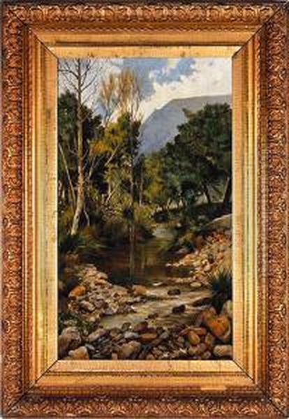 Paisaje Con Rio Y Arboles Oil Painting by Casimiro Sainz Y Sainz