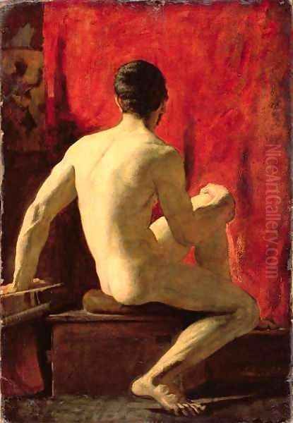 Seated Male Model Oil Painting by William Etty